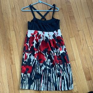 NWOT Knee length red and black floral dress
